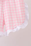 Pink Pencil ABC embroidery gingham ruffle shorts set Aaria Tees