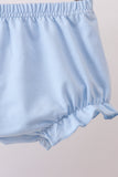 Blue Floral Print Ruffle Bloomer Set Aaria Tees