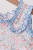 Blue Floral Print Ruffle Bubble Aaria Tees