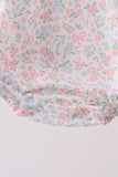 Blue Floral Print Ruffle Bubble Aaria Tees