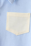 Blue Colorblock Pocket Shorts Set Aaria Tees