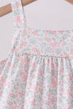 Blue Floral Print Ruffle Shorts Set Aaria Tees