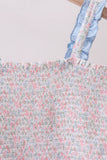 Blue Floral Smocked Mom Tiered Dress Aaria Tees
