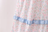 Blue Floral Smocked Mom Tiered Dress Aaria Tees