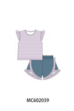 Purple Stripe Ruffle Set Aaria Tees