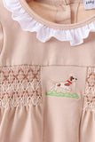Khaki Puppy Smocked Bloomer Set Aaria Tees