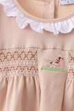 Khaki Puppy Smocked Ruffle Shorts Set Aaria Tees