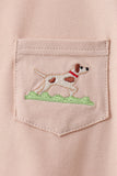 Khaki Puppy Embroidered Shorts Set Aaria Tees