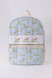 Blue hunting dog embroidery backpack Aaria Tees