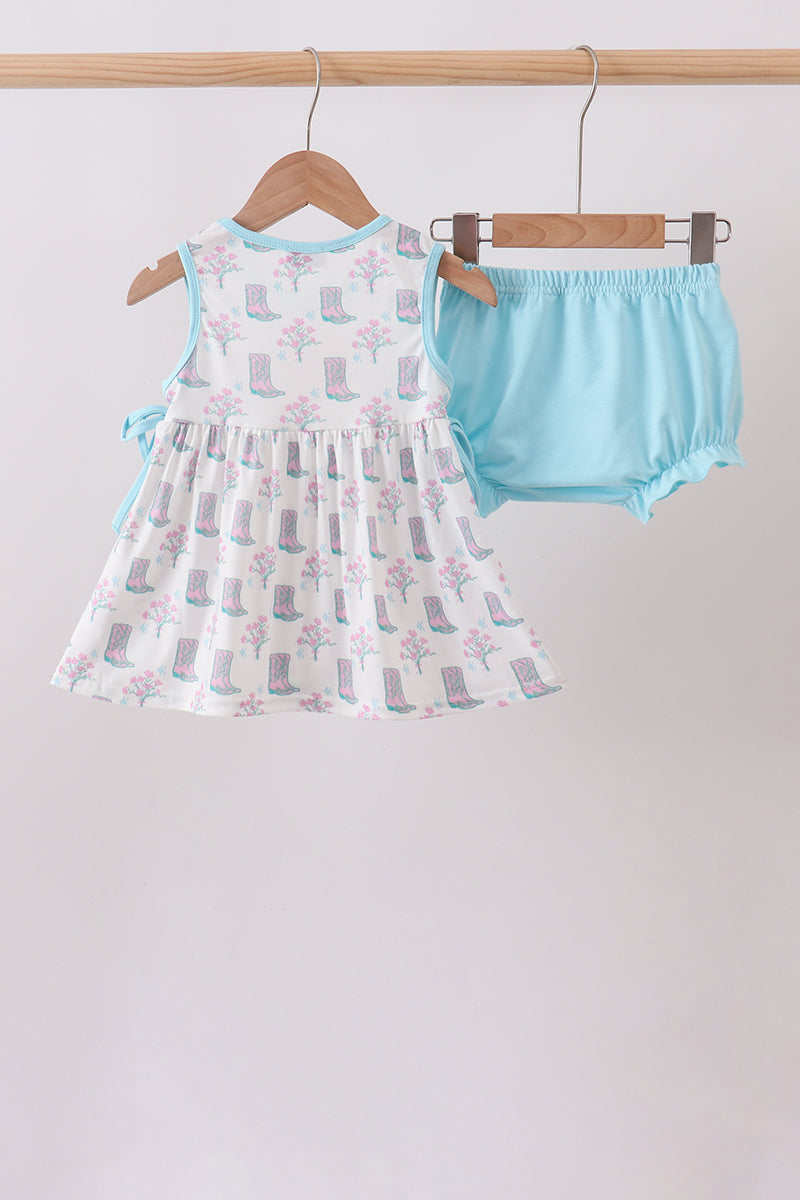 Blue Boots Print Bloomer Set - Aaria Tees Aaria Tees