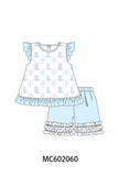 Blue Boots Ruffle Shorts Set Aaria Tees