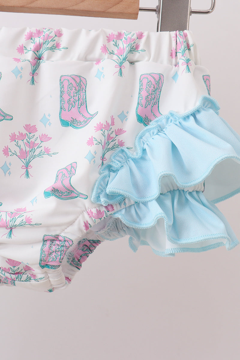 Blue Boots Ruffle Rashguard Set - Aaria Tees Aaria Tees