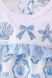 Blue Shells Embroidered Ruffle Bubble Aaria Tees