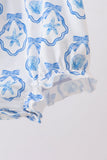 Blue Shells Embroidered Ruffle Bubble Aaria Tees