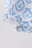 Blue Shells Embroidered Ruffle Bubble Aaria Tees