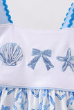Blue Shells Embroidered Dress Aaria Tees