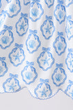 Blue Shells Embroidered Dress Aaria Tees