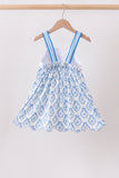 Blue Shells Embroidered Dress Aaria Tees