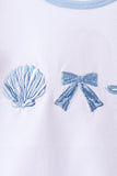 Blue Shells Embroidered Ruffle Shorts Set Aaria Tees