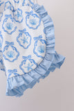 Blue Shells Embroidered Ruffle Shorts Set Aaria Tees