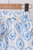 Blue Shells Embroidered Shorts Set Aaria Tees