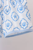 Blue Shells Embroidered Shorts Set Aaria Tees
