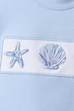 Blue Shells Embroidered Shorts Set Aaria Tees