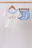 Blue Carousel Embroidered Bloomer Set - Aaria Tees Aaria Tees