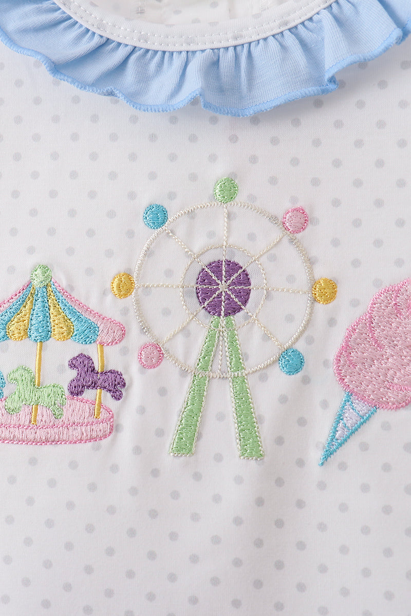 Blue Carousel Embroidered Bloomer Set - Aaria Tees Aaria Tees