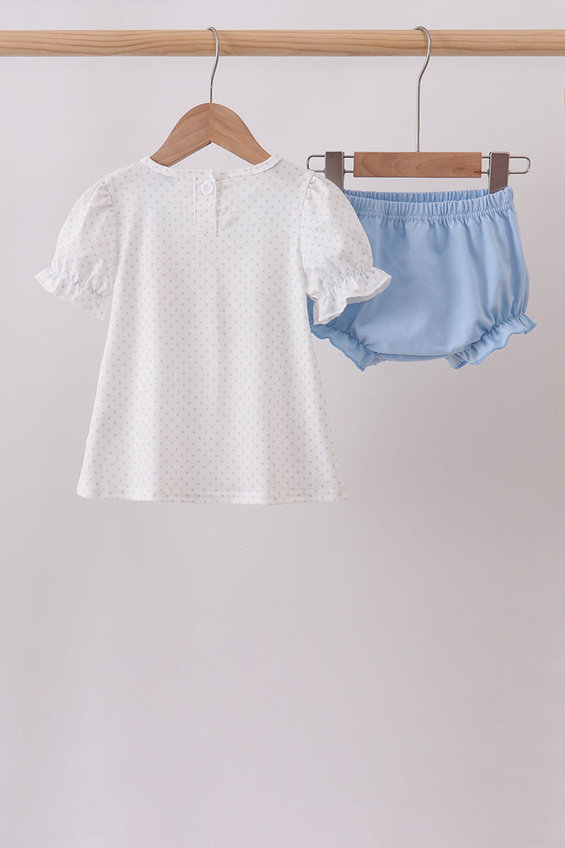 Blue Carousel Embroidered Bloomer Set - Aaria Tees Aaria Tees