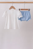 Blue Carousel Embroidered Bloomer Set - Aaria Tees Aaria Tees
