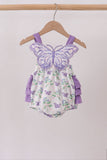 Purple Butterfly Applique Ruffle Bubble Aaria Tees