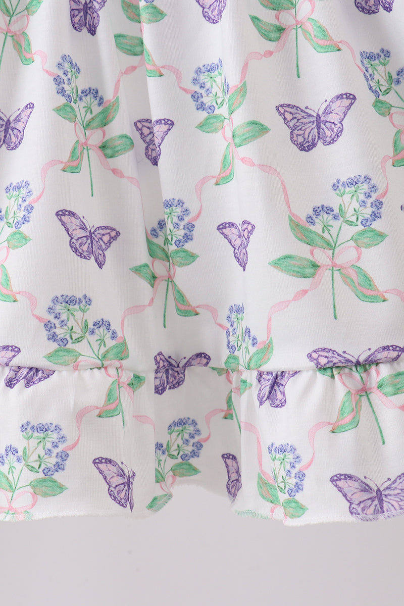 Purple Butterfly Applique Shorts Set - Aaria Tees Aaria Tees