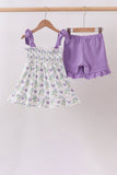 Purple Butterfly Applique Shorts Set - Aaria Tees Aaria Tees