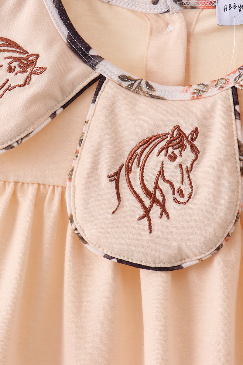 Khaki horse embroidery ruffle shorts set - Aaria Tees Aaria Tees