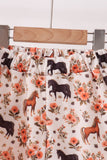 Khaki horse embroidery ruffle shorts set - Aaria Tees Aaria Tees