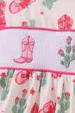 Pink Boots Smocked Dress Aaria Tees