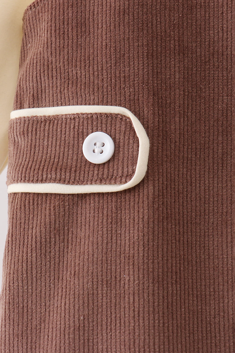 Brown Corduroy Jon Jon Set - Aaria Tees Aaria Tees