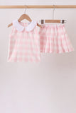 Pink Gingham Skorts Set Aaria Tees