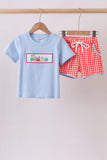 Blue Train Embroidered Set Aaria Tees