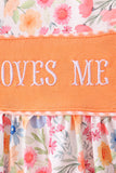 Coral Jesus Loves me Embroidered Floral Shorts Set Aaria Tees