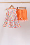 Coral Jesus Loves me Embroidered Floral Shorts Set Aaria Tees