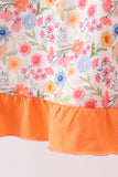 Coral Jesus Loves me Embroidered Floral Ruffle Dress Aaria Tees