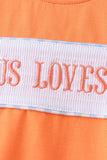 Coral Jesus Loves me Smocked Gingham Shorts Set Aaria Tees