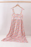 Coral Floral Print Mom Lace Dress Aaria Tees