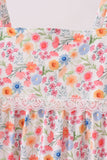 Coral Floral Print Mom Lace Dress Aaria Tees