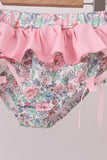 Pink Floral Smocked Swimsuit Aaria Tees