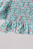Green Floral Smocked Swimsuit Aaria Tees