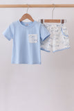 Blue Shark Print Shorts Set - Aaria Tees Aaria Tees