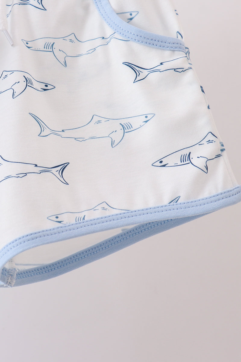 Blue Shark Print Shorts Set - Aaria Tees Aaria Tees